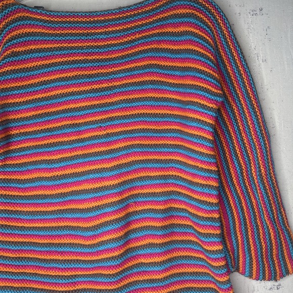 Vintage Girls Casual Wear Vibrant Multi-Color Striped Knit Sweater | Tag Sz: S - Picture 8 of 13